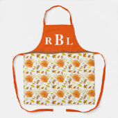 Rustikale Herbsternte Orangefarbene Blumenmonogram Schürze (Vorderseite)