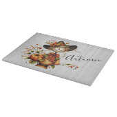 Rustikale Herbsternte Scarecrow mit Pumpkins Schneidebrett (Ecke)