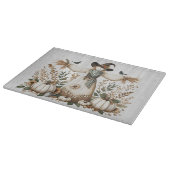 Rustikale Herbsternte Scarecrow mit Pumpkins Schneidebrett (Ecke)