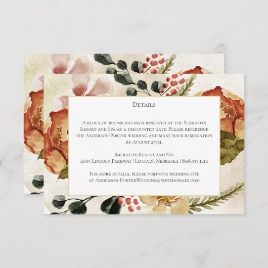 Rustikale Herbstfälle Blume im Detail Wash Begleitkarte (Vorne/Hinten)