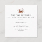 Rustikale Herbstfallen Pumpkin Blumenblätter Blätt Quadratische Visitenkarte (Rückseite)