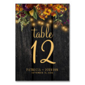 Rustikale Herbstfallholz Hochzeit Tischnummer (Rückseite)