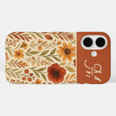 Rustikale Herbstfallvillen und florale Monogramm Case-Mate iPhone Hülle (Rückseite (Horizontal))
