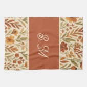 Rustikale Herbstfallvillen und florale Monogramm Geschirrtuch (Horizontal)