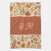 Rustikale Herbstfallvillen und florale Monogramm Geschirrtuch (Vertikal)