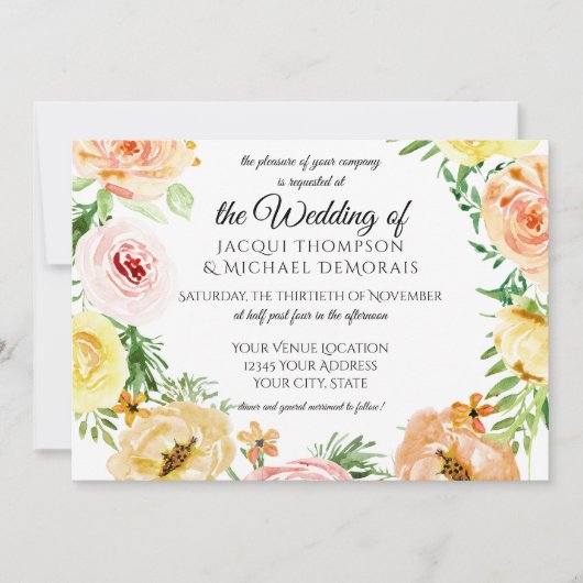 Rustikale Herbstfarbe Farbe Rose Waden Einladung (Vorderseite)