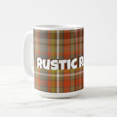 Rustikale Herbstfarbe Kariert braun, orange, grau, Kaffeetasse (Vorderseite Links)