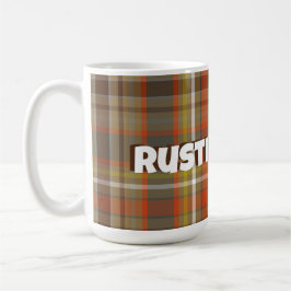 Rustikale Herbstfarbe Kariert braun, orange, grau, Kaffeetasse