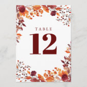 Rustikale Herbstfarbe Tischnummer (Vorderseite)