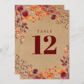 Rustikale Herbstfarbe Tischnummer (Vorne/Hinten)