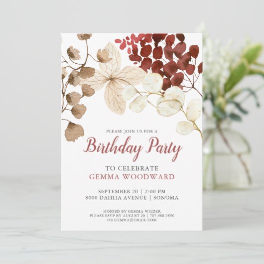 Rustikale Herbstflora Blütendusche Invitati Einladung (Stehend Vorderseite)