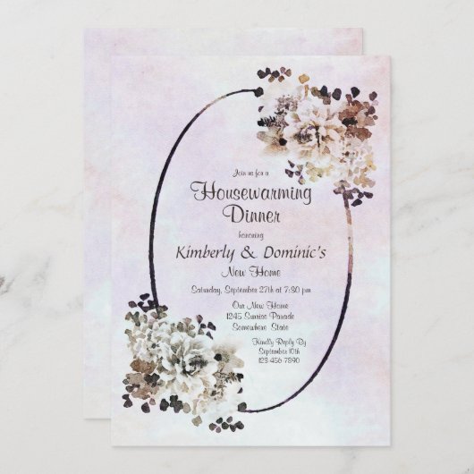 Rustikale Herbstflora Einladung (Vorne/Hinten)