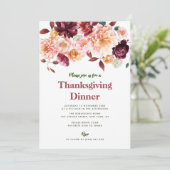 rustikale Herbstflora Erntedank Abendessen Einladung (Stehend Vorderseite)