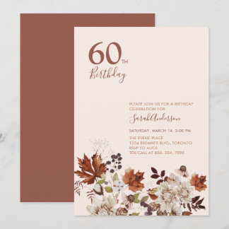 Rustikale Herbstflora Erwachsenenstein Geburtstag Einladung