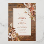 Rustikale Herbstflora Hochzeitsfoil inv Folieneinladung (Vorderseite)