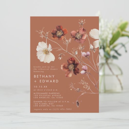 Rustikale Herbstflora Probe Einladung (Stehend Vorderseite)