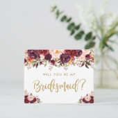 Rustikale Herbstflora wird meine Brautjungfrau sei Einladung (Stehend Vorderseite)