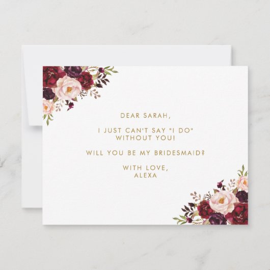Rustikale Herbstflora wird meine Brautjungfrau sei Einladung (Rückseite)