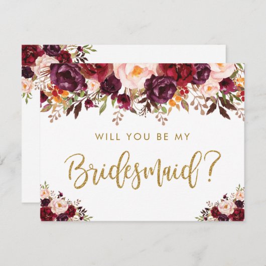 Rustikale Herbstflora wird meine Brautjungfrau sei Einladung (Vorne/Hinten)