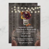 Rustikale Herbstflorale Jar Barn Wood Hochzeit im Einladung (Vorne/Hinten)