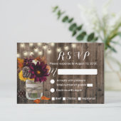 Rustikale Herbstflorale Jar Hochzeit im Herbst UAW RSVP Karte (Stehend Vorderseite)