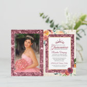 Rustikale Herbstfloralsequenz in Quinceanera Einla Einladung (Stehend Vorderseite)