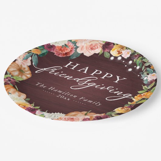 Rustikale Herbstflorensommer Abendessen Papier Pl Pappteller (Schrägansicht)