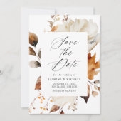 Rustikale Herbstflorrahmen-Hochzeit Save The Date (Vorderseite)