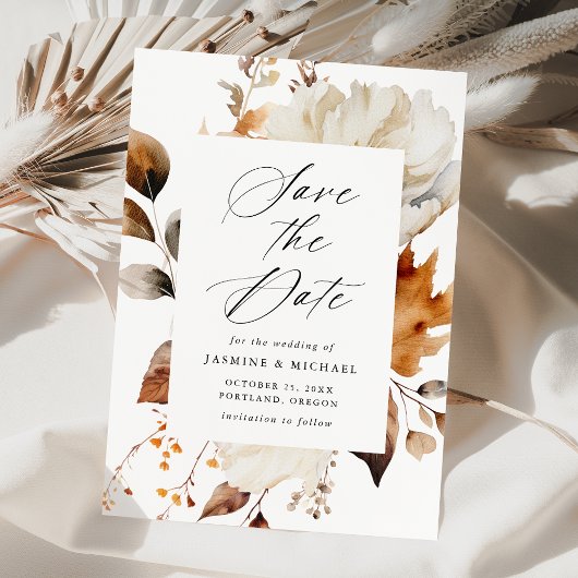 Rustikale Herbstflorrahmen-Hochzeit Save The Date