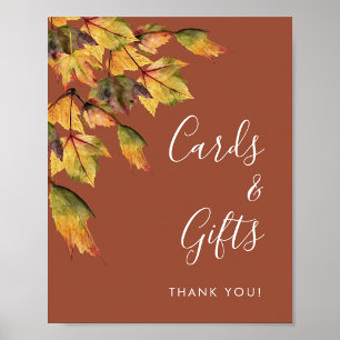 Rustikale Herbstfoliage-Hochzeitskarten und -gesch Poster