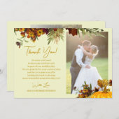Rustikale Herbstgoldskripte Foto Hochzeit Dankeskarte (Vorne/Hinten)