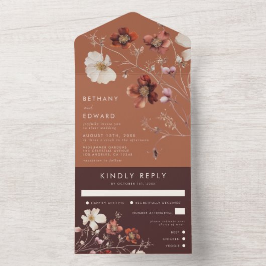 Rustikale Herbsthochzeit All In One Einladung (Innen Boden)