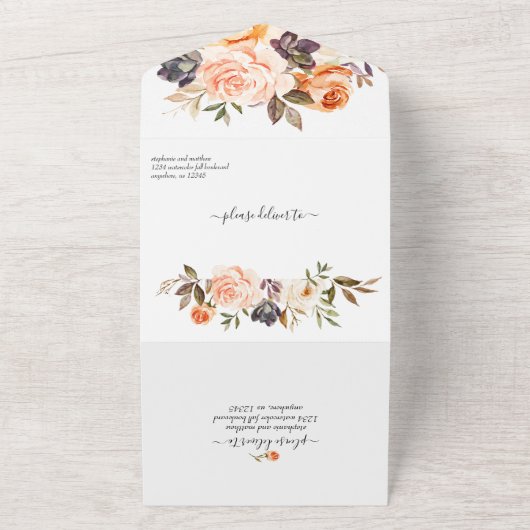 Rustikale Herbsthochzeit All In One Einladung (Außenbereich)