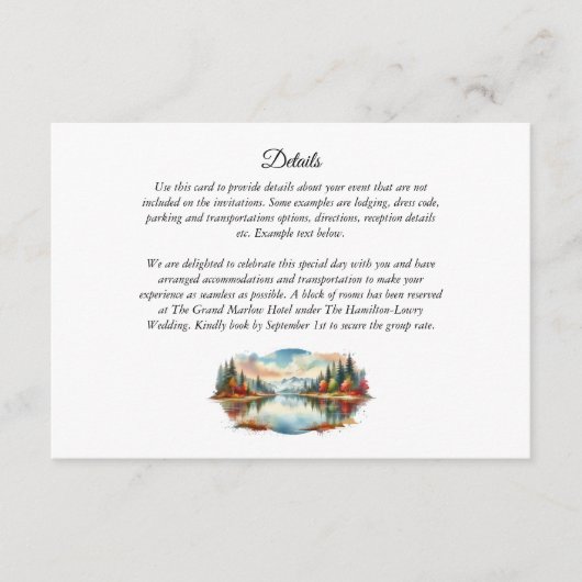 Rustikale Herbsthochzeit am See Begleitkarte (Vorderseite)