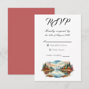 Rustikale Herbsthochzeit am See RSVP Karte