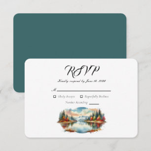 Rustikale Herbsthochzeit am See RSVP Karte