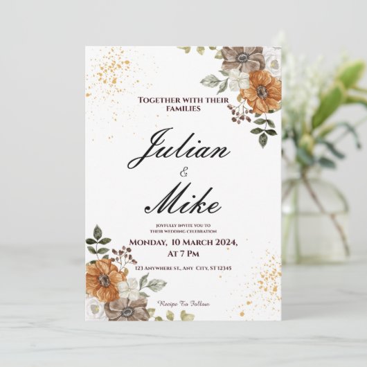 Rustikale Herbsthochzeit Einladung (Stehend Vorderseite)