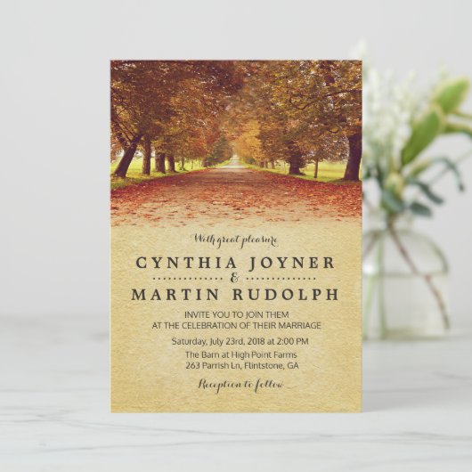 Rustikale Herbsthochzeit Einladung (Stehend Vorderseite)