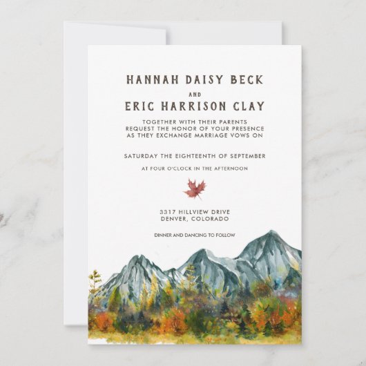 Rustikale Herbsthochzeit Einladung (Vorderseite)