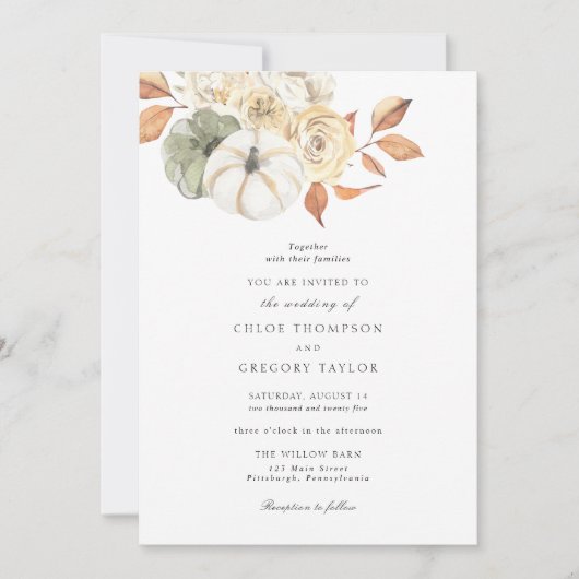 Rustikale Herbsthochzeit Einladung (Vorderseite)