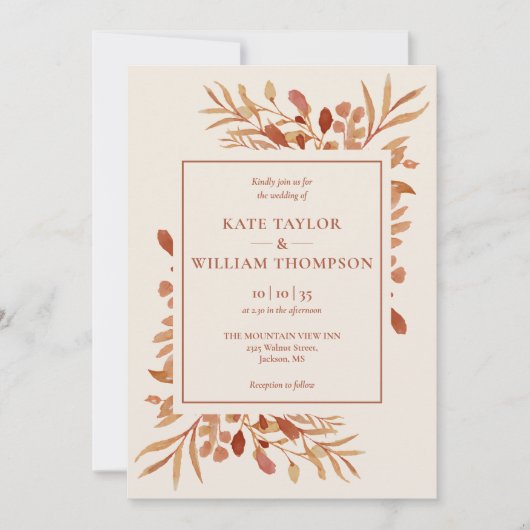 Rustikale Herbsthochzeit Einladung (Vorderseite)