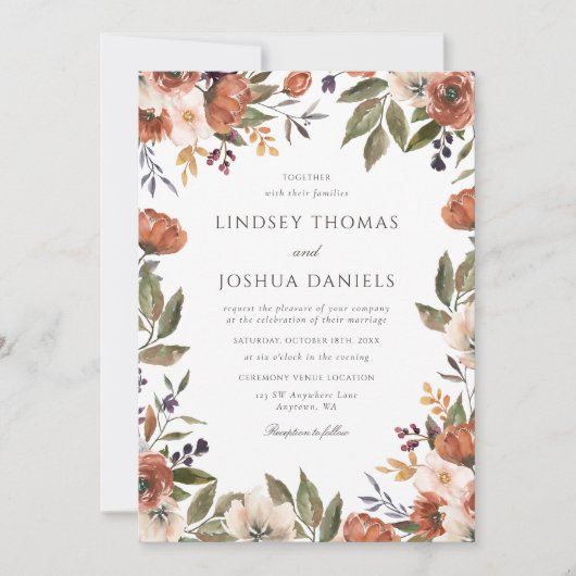 Rustikale Herbsthochzeit Einladung (Vorderseite)