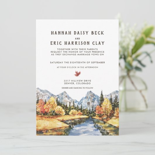 Rustikale Herbsthochzeit - Einladung (Stehend Vorderseite)