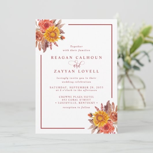 Rustikale Herbsthochzeit Einladung (Stehend Vorderseite)