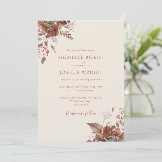 Rustikale Herbsthochzeit Foto Einladung (Stehend Vorderseite)