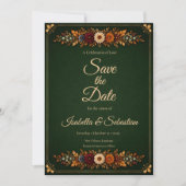 Rustikale Herbsthochzeit in Waldgrün Save The Date (Vorderseite)