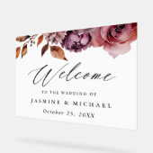 Rustikale Herbsthochzeit Marsala Floral Begrüßung Acrylschild (Winkel)