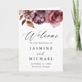 Rustikale Herbsthochzeit Marsala Floral Wedding Programm (Vorderseite)