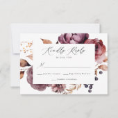 Rustikale Herbsthochzeit Marsala Floral Wedding RSVP Karte (Vorderseite)