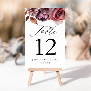 Rustikale Herbsthochzeit Marsala Floral Wedding Tischnummer